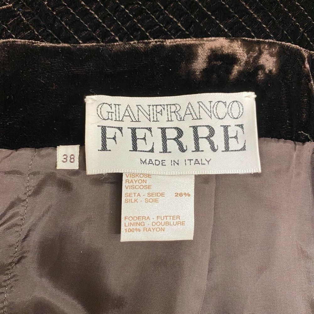 Vintage Gianfranco Ferre Velvet Skirt Dark Brown Pinstripes‎ Size 38 - Picture 6 of 6